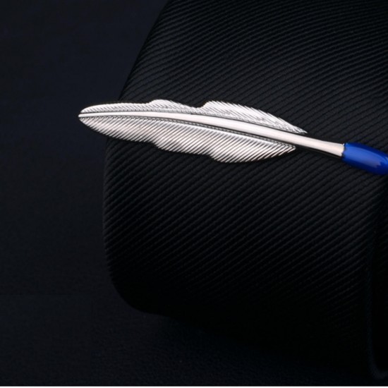 Men Boys Silver Feather Shape Tie Clip Stainless Steel Plain Clasp Bars Pins Clips Suit Accessories