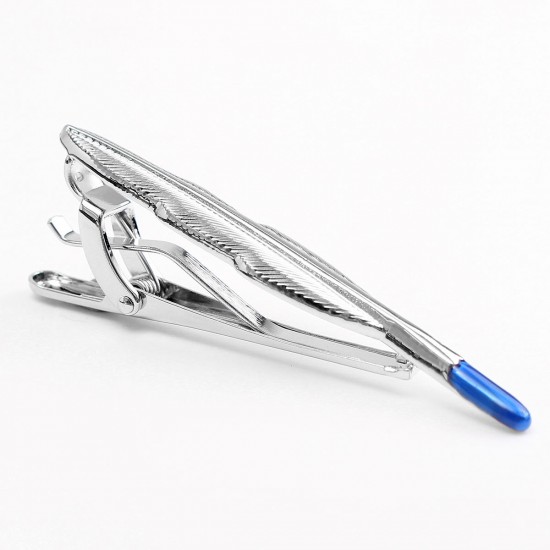 Men Boys Silver Feather Shape Tie Clip Stainless Steel Plain Clasp Bars Pins Clips Suit Accessories