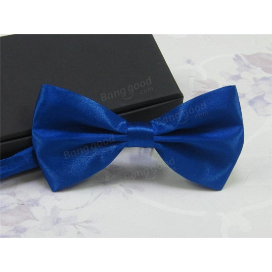 Men Bride Groom Bowtie Wedding Tuxedo Necktie Pure Color Polyester Adjustable Bow Tie