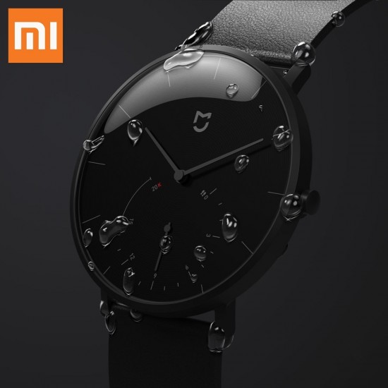 XIAOMI Mi Mijia QUARTZ Smart Watch Life Waterproof with Double Dials Alarm Sport Sensor Pedometer Time Leather Band Mi Home APP