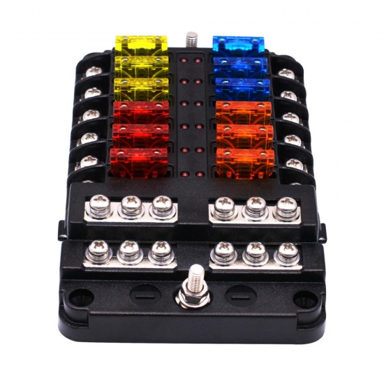 1 In 12 Out Way Car Fuse Box Power Plug Type Fuse Box Seat With LED Indicator