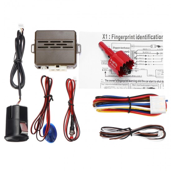 12V Car Alarm Fingerprint Start Security System Keyless Entry Push Button Kit