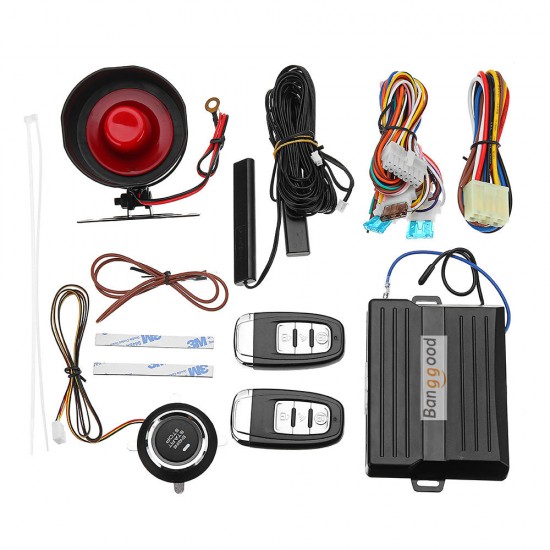 Banggood Hopping Code PKE Car Keyless Entry Alarm System Remote Start Push Button Start