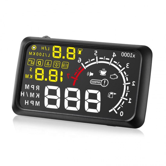 5.5inch X3 ELM327 Car HUD Head Up Display with Bluetooth Function OBD2 Interface Plug