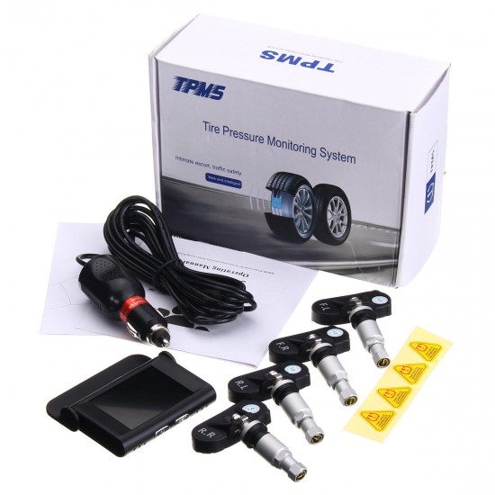 Solar Power Hang Tire Pressure Monitor System TPMS Wireless + 4 Internal Sensor