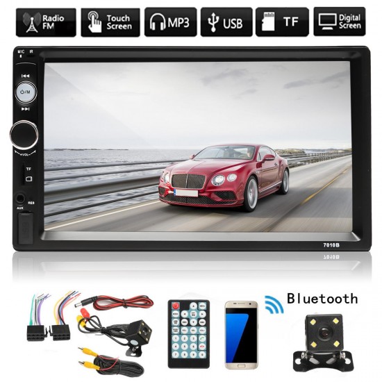 7 Inch 2 Din Stereo Car MP5 Player bluetooth Touch Screen Radio FM USB AUX + Camera