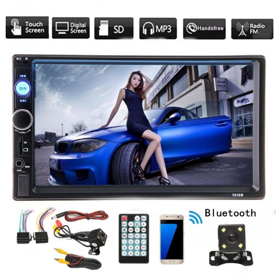 7 Inch 2 Din Stereo Car MP5 Player bluetooth Touch Screen Radio FM USB AUX + Camera