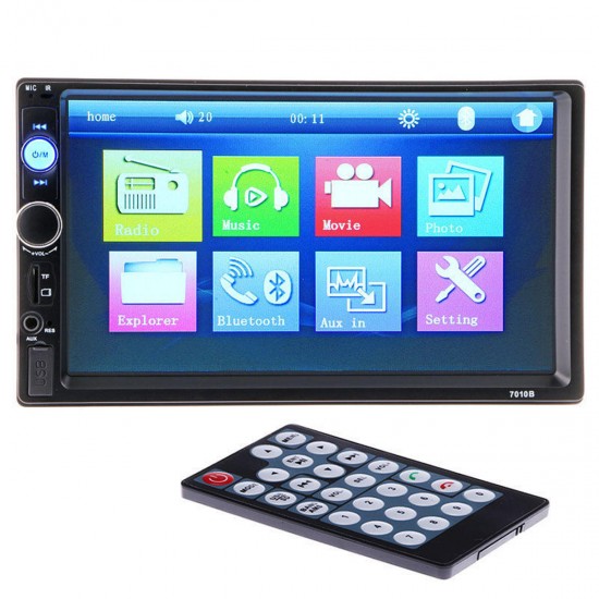 7 Inch 2 Din Stereo Car MP5 Player bluetooth Touch Screen Radio FM USB AUX + Camera