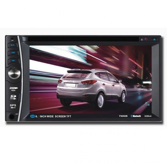 F6066B 6.2 inch 2 DIN Car DVD Stereo MP3 Player Bluetooth Touch TFT Screen AUX IN SD MMC Card Readers Universal