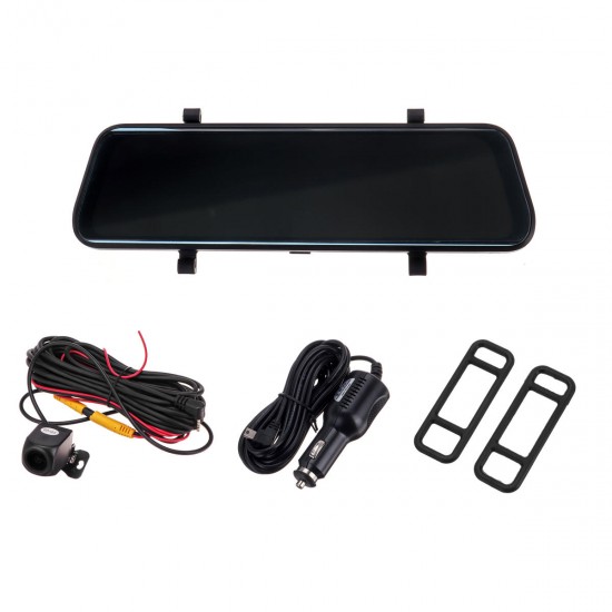 10 Inch 1080P Touch Screen Dual Lens Car Rearview Mirror DVR Safety Driving Camera