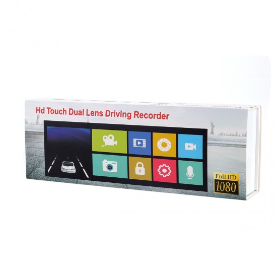 10 Inch 1080P Touch Screen Dual Lens Car Rearview Mirror DVR Safety Driving Camera