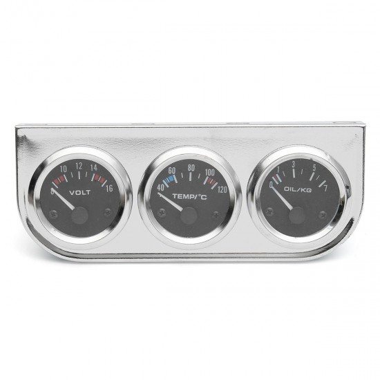 2 Inch 52mm Chrome Bezel Voltmeter+Water Thermometer+Oil Pressure Electrical Gauge