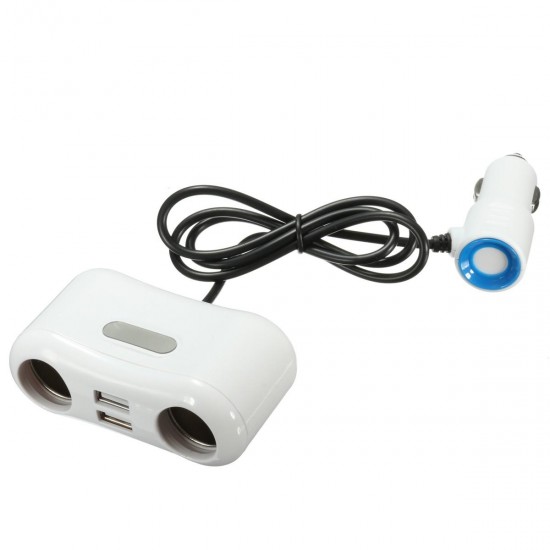 12V 24V Dual USB Car LED Charger Cigarette Lighter Power Socket Adapter