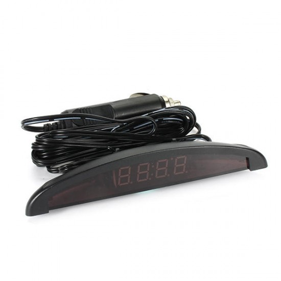 Vehicle Electronic Clock Luminous Internal Thermometer Voltmeter 3 in 1