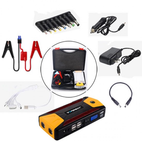 10400mAh 4USB Multi-Function 12V Car Jump Starter Power Bank Rechargeable Battery