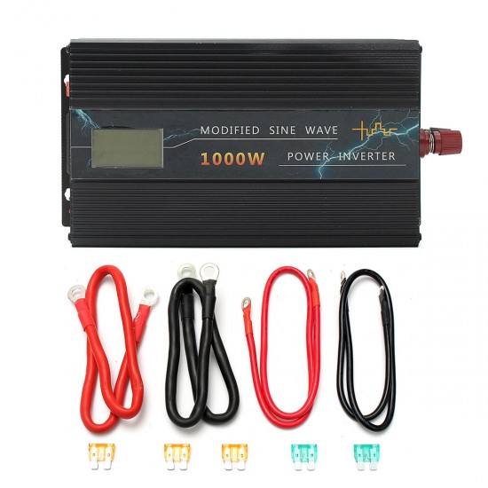 1000W Car Modified Sine Wave Power Inverter Converter DC 12V/24V To AC 220V LCD
