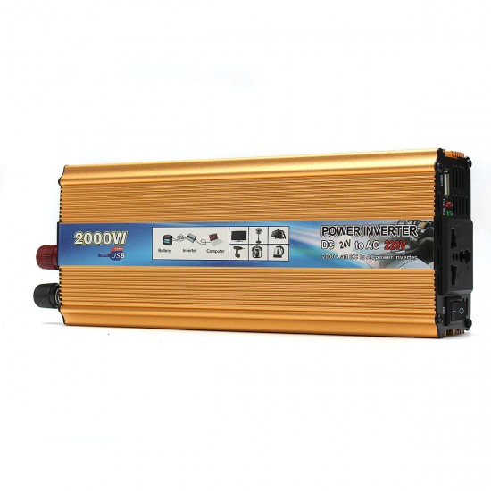 2000W Portable Car Modified Sine Wave Power Inverter Converter DC 24V To AC 220V