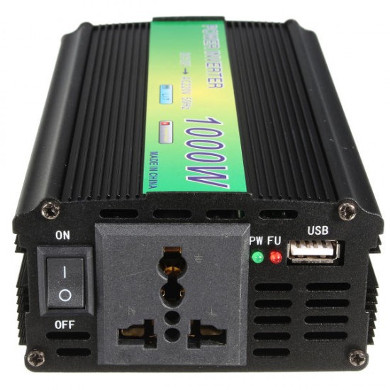 DC 12V to AC 220V 1000W Modified Sine Wave Power Inverter USB Charger Adapter