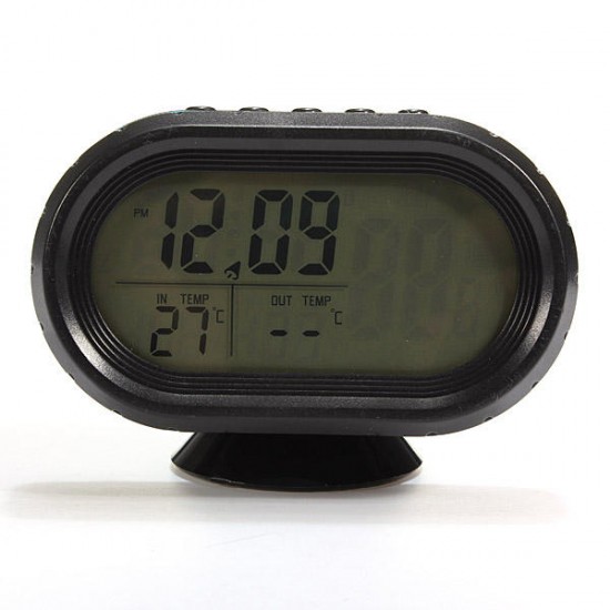 12V Vehicle LCD Digital Thermometer Car Voltmeter Monitor Alarm