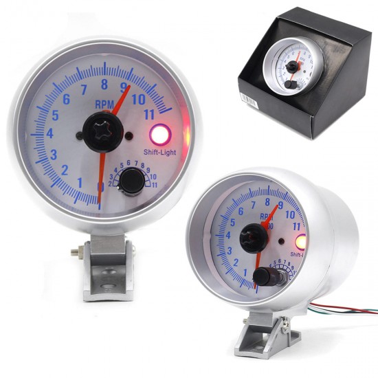 3.5 Inch Car LED Shift Warning Light Tachometer Tacho Gauge Step Motor 0-11000 RPM