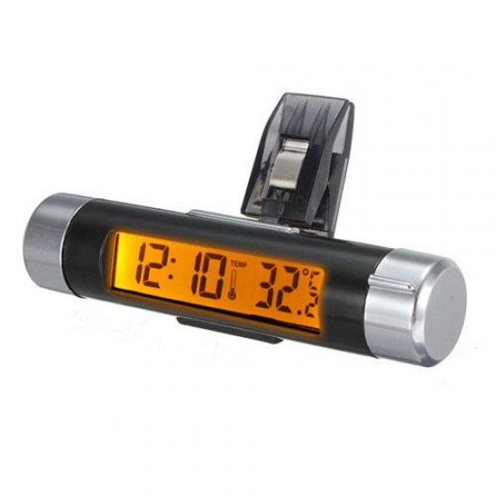 LCD Clip-on Digital Backlight Automotive Thermometer Clock Calenda