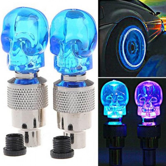 Skull Valve Cap Light Car Motor Bike Wheel Tyre Lamp Color in Random