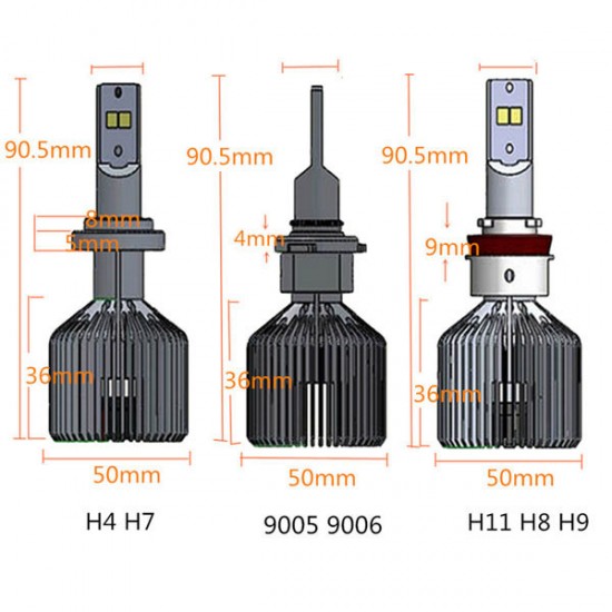 1Pair 45W 4500LM 6000K H4 H7 H8/9/11 9004 9005 9006 LED Headlight Bulbs Conversion Kit