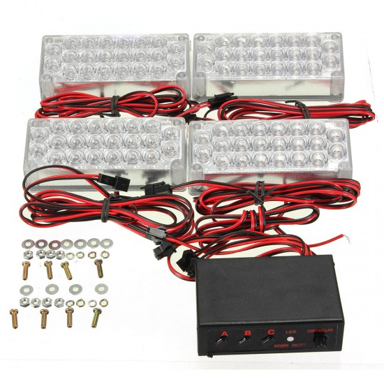 10.5V-13.5V 22 x LED Flash Strobe Car 4 Bars Warning Emergency Grill Light Lamp
