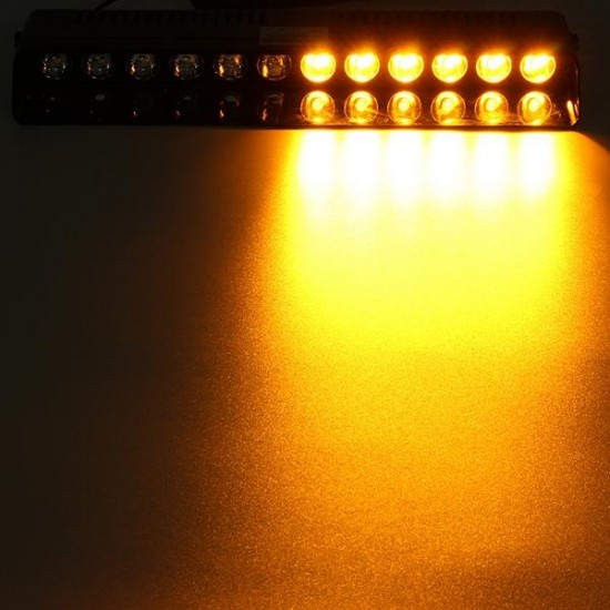 12V 12 LED 12W Yellow Car Vehicle Emergency Strobe Flash Warning Light Flashing Lights