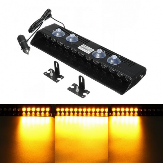 12V 12 LED 12W Yellow Car Vehicle Emergency Strobe Flash Warning Light Flashing Lights