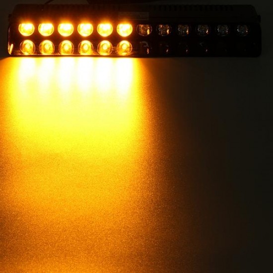 12V 12 LED 12W Yellow Car Vehicle Emergency Strobe Flash Warning Light Flashing Lights