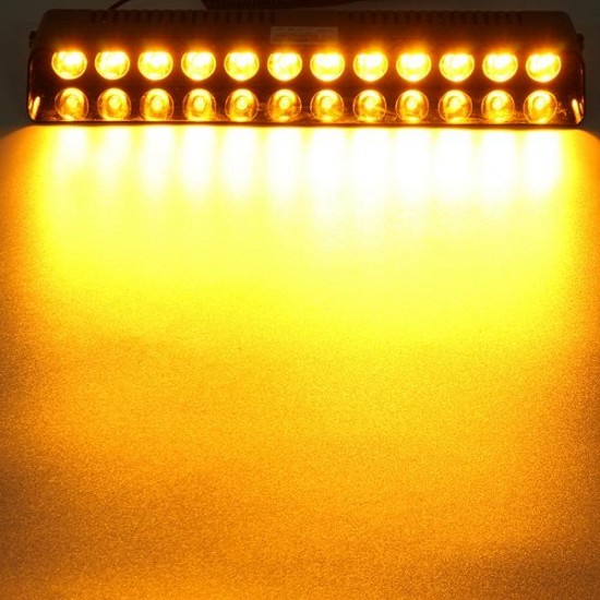 12V 12 LED 12W Yellow Car Vehicle Emergency Strobe Flash Warning Light Flashing Lights