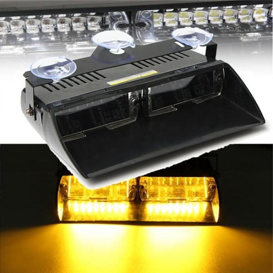 12V 16 LED Amber Recovery Strobe Warning Lights Magnetic Roof Flashing Beacon Car Work Lights