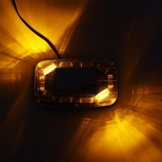 12V-24V 30 LED Mini Amber Flashing Emergency Light Bar Strobe Rotating Beacon Warning Lamp