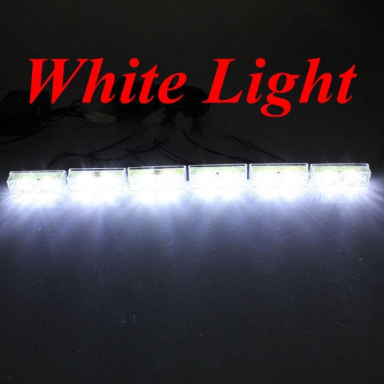 12V 2X6 LED Bulb Amber White Car Flash Warning Emergency Strobe Light Lamp Bar