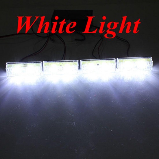 12V 2x4 Amber White LED Car Flashing Warning Emergency Strobe Light Lamp Bar