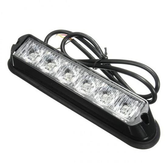 12V Red &White 6LED Emergency Warning Strobe Flashing Light Bar For Car SUV