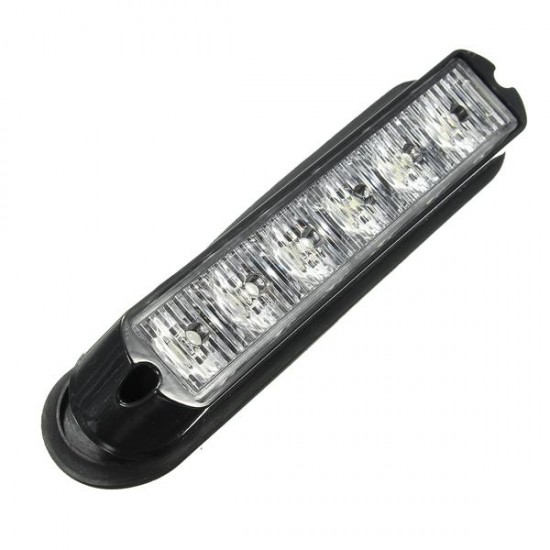 12V Red &White 6LED Emergency Warning Strobe Flashing Light Bar For Car SUV