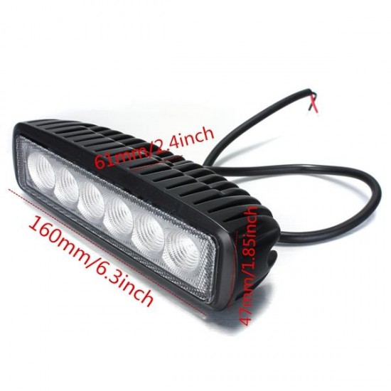 18W 6 LED Work Light Daytime Running Driving DRL for SUV ATV Boat DC 10-30V