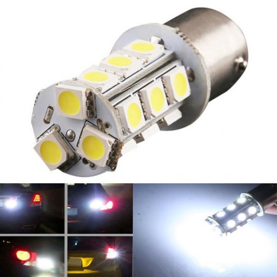1156 BA15S 5050 18SMD Car White LED Tail Reverse Turn Light Bulb
