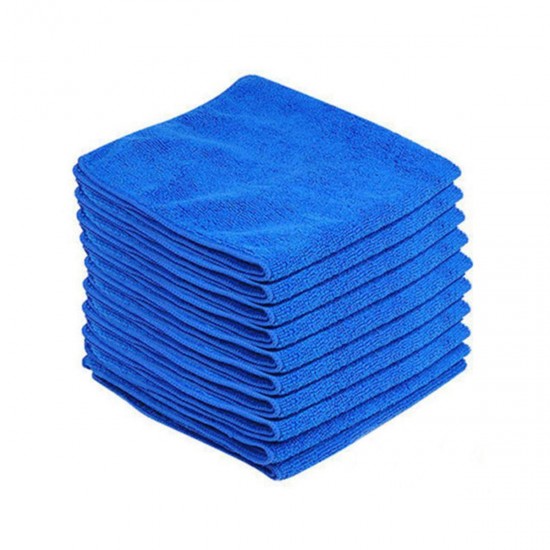 10PCS Microfiber Cleaning Cloths Washing Towel Blue for Car Polishing Wax Detailing Drying