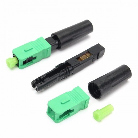 10pcs Green Ftth Embedded Quick Connector SC/APC Covered Wire Fiber Optic Connector APC