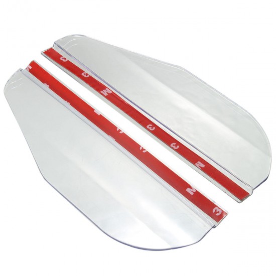 2Pcs Flexible PVC Car Rearview Mirror Rain Shield Guard Rainproof Eyebrow White Universal