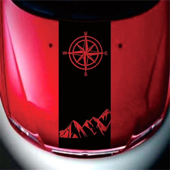 130x40cm Compass Pattern Car Hood Stickers Vinyl Decals Universal for Jeep for Wrangler Rubicon JK C