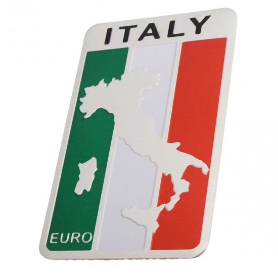 Car Stickers Italy Flag Map Badge Aluminum Emblem Decoration Decal 8x5cm