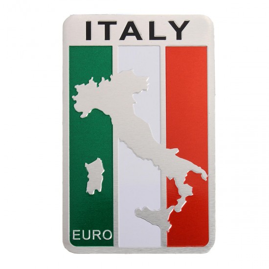 Car Stickers Italy Flag Map Badge Aluminum Emblem Decoration Decal 8x5cm