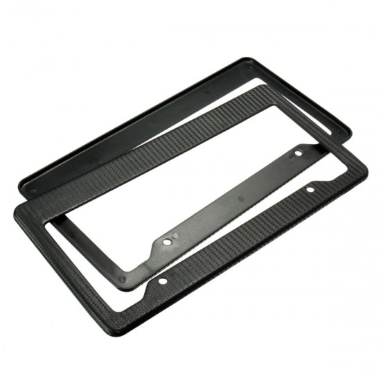 2pcs Universal Black Painted Style Front Rear License Plate Frames Tag Cover