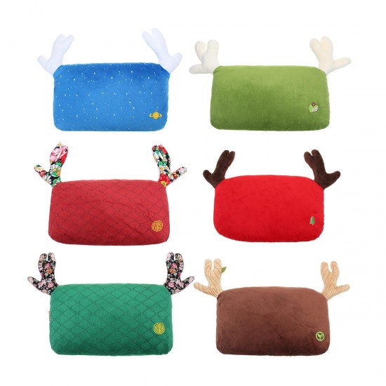 Christmas Deer Antlers Car Seat Headrest Neck Auto Pillow Cotton Cushion
