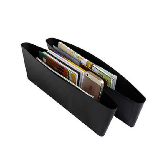 2Pcs Black Car Seat Crevice Storage Interior Catch Catcher Organizer Box Seat Slit Pocket