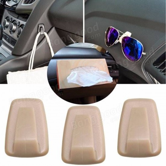 3pcs Universal Car Keys Mini Bag Hanger Hook Holder Sun Eye Glasses Clips